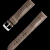 Taupe brown alligator leather strap with pin buckle