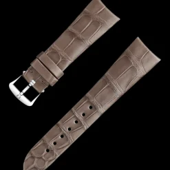 Taupe brown alligator leather strap with pin buckle