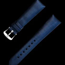 Technological‑satin blue strap with pin buckle
