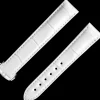 White alligator leather strap with foldover clasp